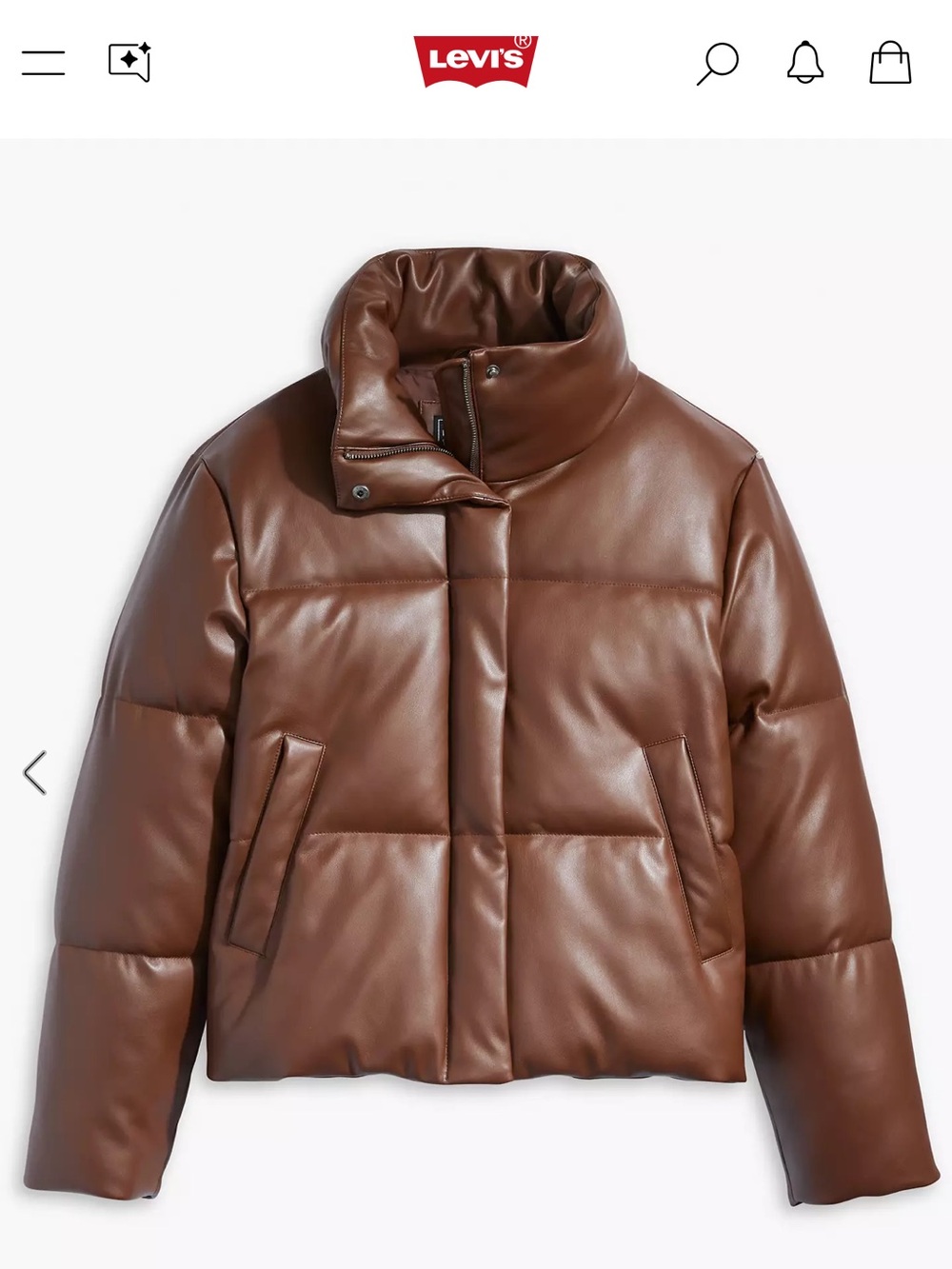 Levi's Chocolate Brown Faux-Leather Puffer Jacket - Women's